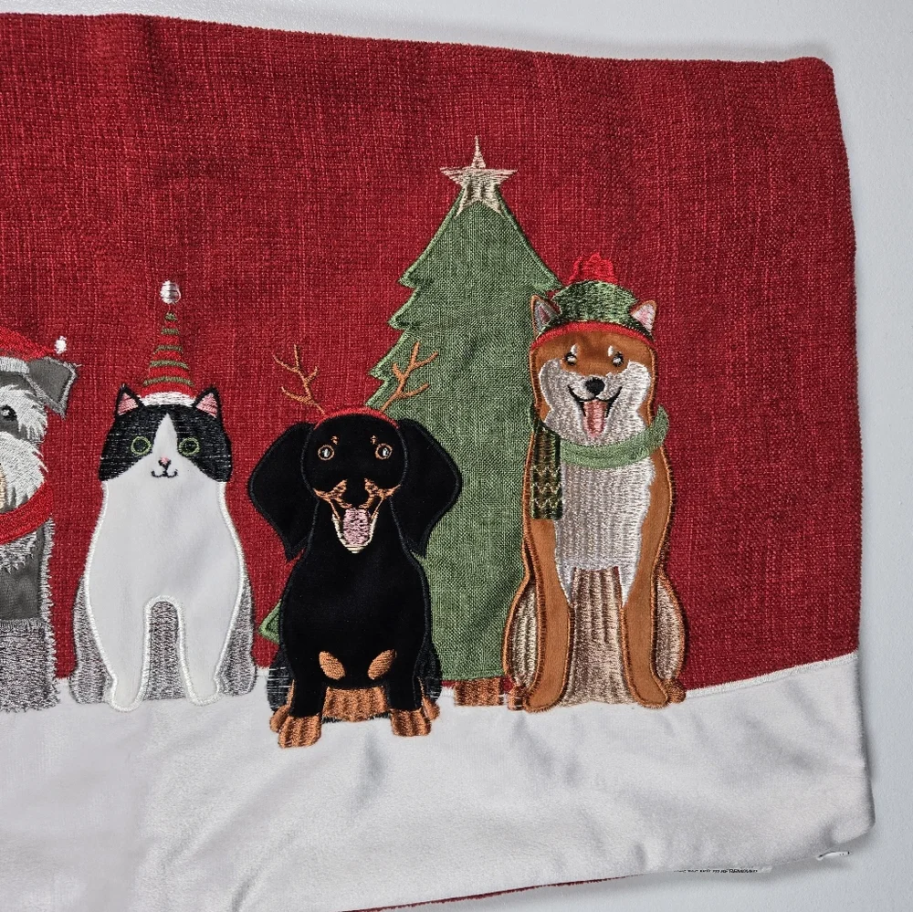 Arlee Home Fashions Cat Dog Dress Up Holiday Christmas Rectangular Pillow Cover